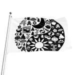 Black And White Japanese Yin Yang Print Flag