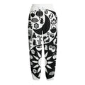 Black And White Japanese Yin Yang Print Fleece Lined Knit Pants