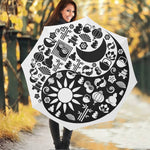 Black And White Japanese Yin Yang Print Foldable Umbrella