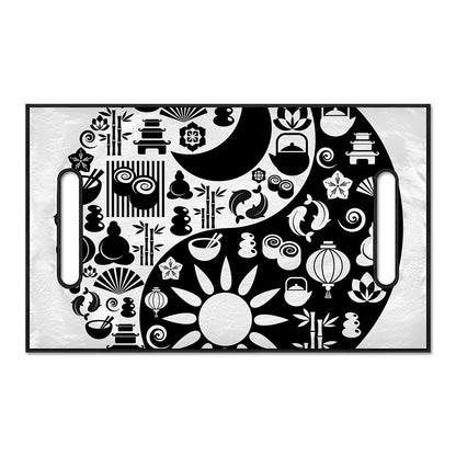 Black And White Japanese Yin Yang Print Golf Cart Seat Cover
