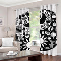 Black And White Japanese Yin Yang Print Grommet Curtains