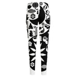 Black And White Japanese Yin Yang Print High-Waisted Pocket Leggings