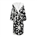 Black And White Japanese Yin Yang Print Hooded Bathrobe