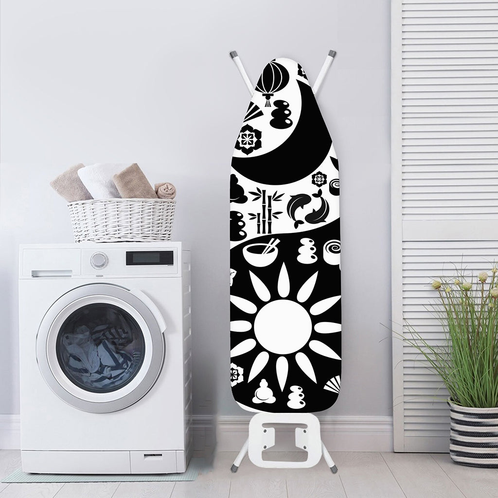 Black And White Japanese Yin Yang Print Ironing Board Cover