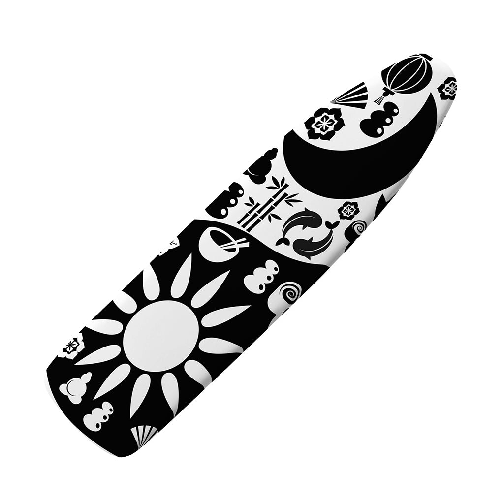 Black And White Japanese Yin Yang Print Ironing Board Cover