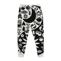 Black And White Japanese Yin Yang Print Jogger Pants