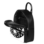 Black And White Japanese Yin Yang Print Leather Backpack