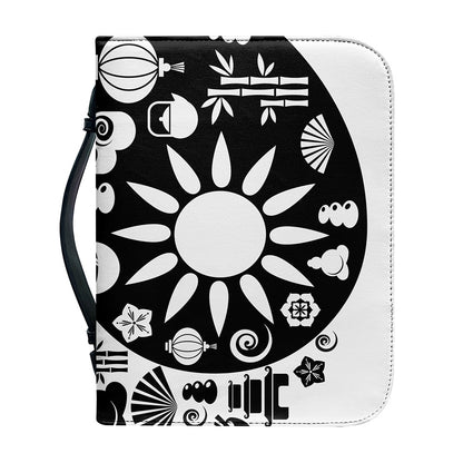 Black And White Japanese Yin Yang Print Leather Bible Cover