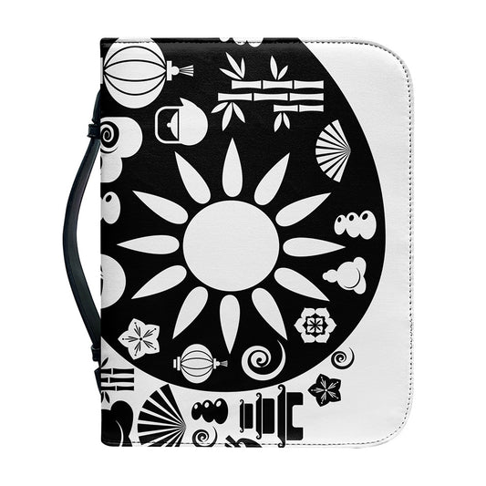 Black And White Japanese Yin Yang Print Leather Bible Cover