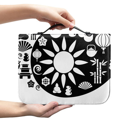 Black And White Japanese Yin Yang Print Leather Bible Cover