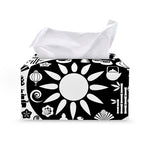 Black And White Japanese Yin Yang Print Leather Tissue Box Cover
