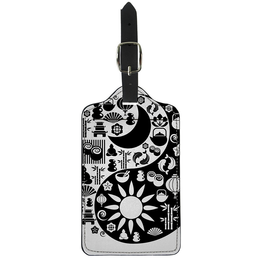 Black And White Japanese Yin Yang Print Luggage Tag