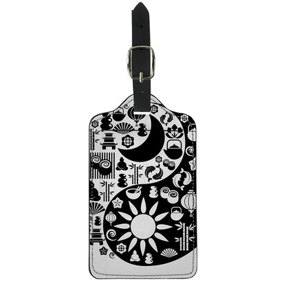 Black And White Japanese Yin Yang Print Luggage Tag