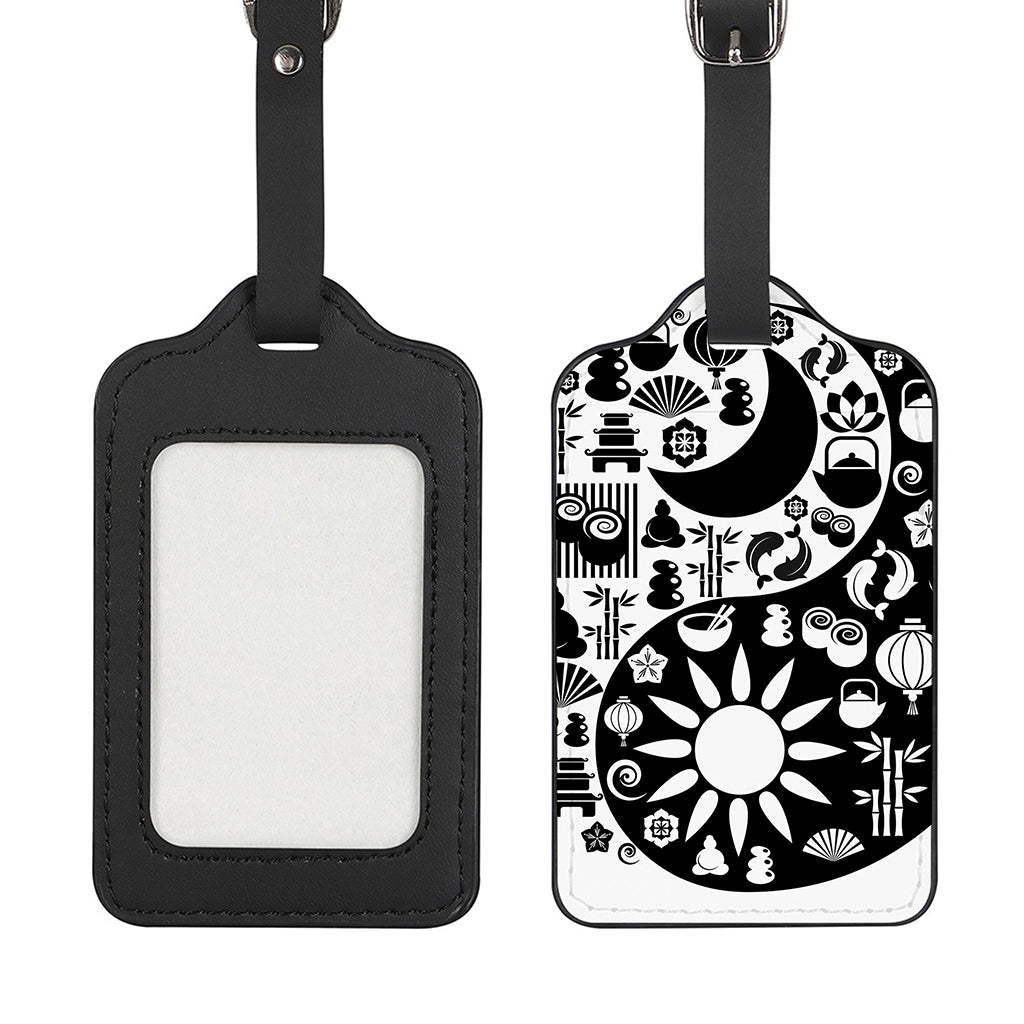 Black And White Japanese Yin Yang Print Luggage Tag