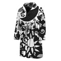 Black And White Japanese Yin Yang Print Men's Bathrobe