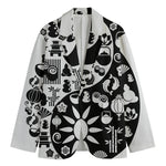 Black And White Japanese Yin Yang Print Men's Blazer