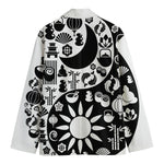 Black And White Japanese Yin Yang Print Men's Blazer