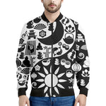 Black And White Japanese Yin Yang Print Men's Bomber Jacket