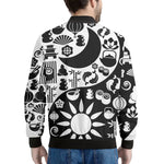 Black And White Japanese Yin Yang Print Men's Bomber Jacket