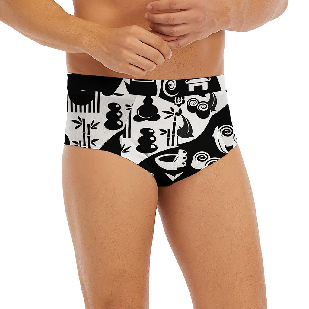 Black And White Japanese Yin Yang Print Men's Briefs