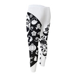 Black And White Japanese Yin Yang Print Men's Compression Pants