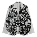 Black And White Japanese Yin Yang Print Men's Cotton Blazer