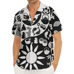 Black And White Japanese Yin Yang Print Men's Deep V-Neck Shirt