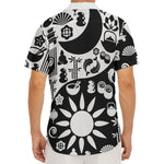 Black And White Japanese Yin Yang Print Men's Deep V-Neck Shirt
