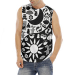 Black And White Japanese Yin Yang Print Men's Fitness Tank Top