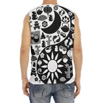 Black And White Japanese Yin Yang Print Men's Fitness Tank Top