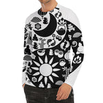 Black And White Japanese Yin Yang Print Men's Long Sleeve Rash Guard