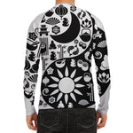 Black And White Japanese Yin Yang Print Men's Long Sleeve Rash Guard