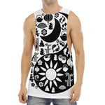 Black And White Japanese Yin Yang Print Men's Muscle Tank Top