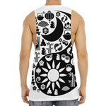 Black And White Japanese Yin Yang Print Men's Muscle Tank Top