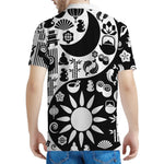 Black And White Japanese Yin Yang Print Men's Polo Shirt