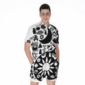 Black And White Japanese Yin Yang Print Men's Romper