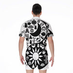 Black And White Japanese Yin Yang Print Men's Rompers