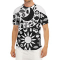 Black And White Japanese Yin Yang Print Men's Short Sleeve Rash Guard