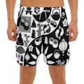 Black And White Japanese Yin Yang Print Men's Split Running Shorts