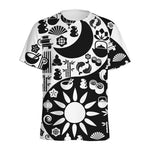 Black And White Japanese Yin Yang Print Men's Sports T-Shirt