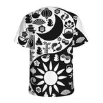 Black And White Japanese Yin Yang Print Men's Sports T-Shirt