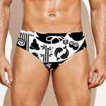 Black And White Japanese Yin Yang Print Men's Swim Briefs