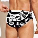Black And White Japanese Yin Yang Print Men's Swim Briefs