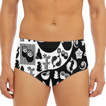 Black And White Japanese Yin Yang Print Men's Triangle Swim Briefs