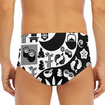 Black And White Japanese Yin Yang Print Men's Triangle Swim Briefs