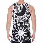 Black And White Japanese Yin Yang Print Men's Velvet Tank Top