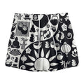 Black And White Japanese Yin Yang Print Mesh Shorts