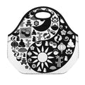 Black And White Japanese Yin Yang Print Neoprene Lunch Bag