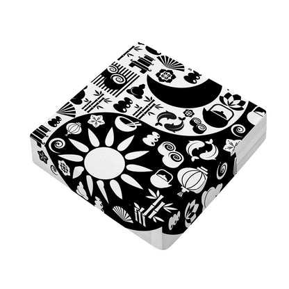 Black And White Japanese Yin Yang Print Outdoor Seat Cushion Cover