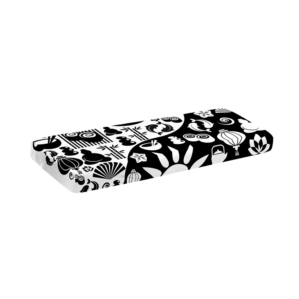 Black And White Japanese Yin Yang Print Piano Keyboard Cover